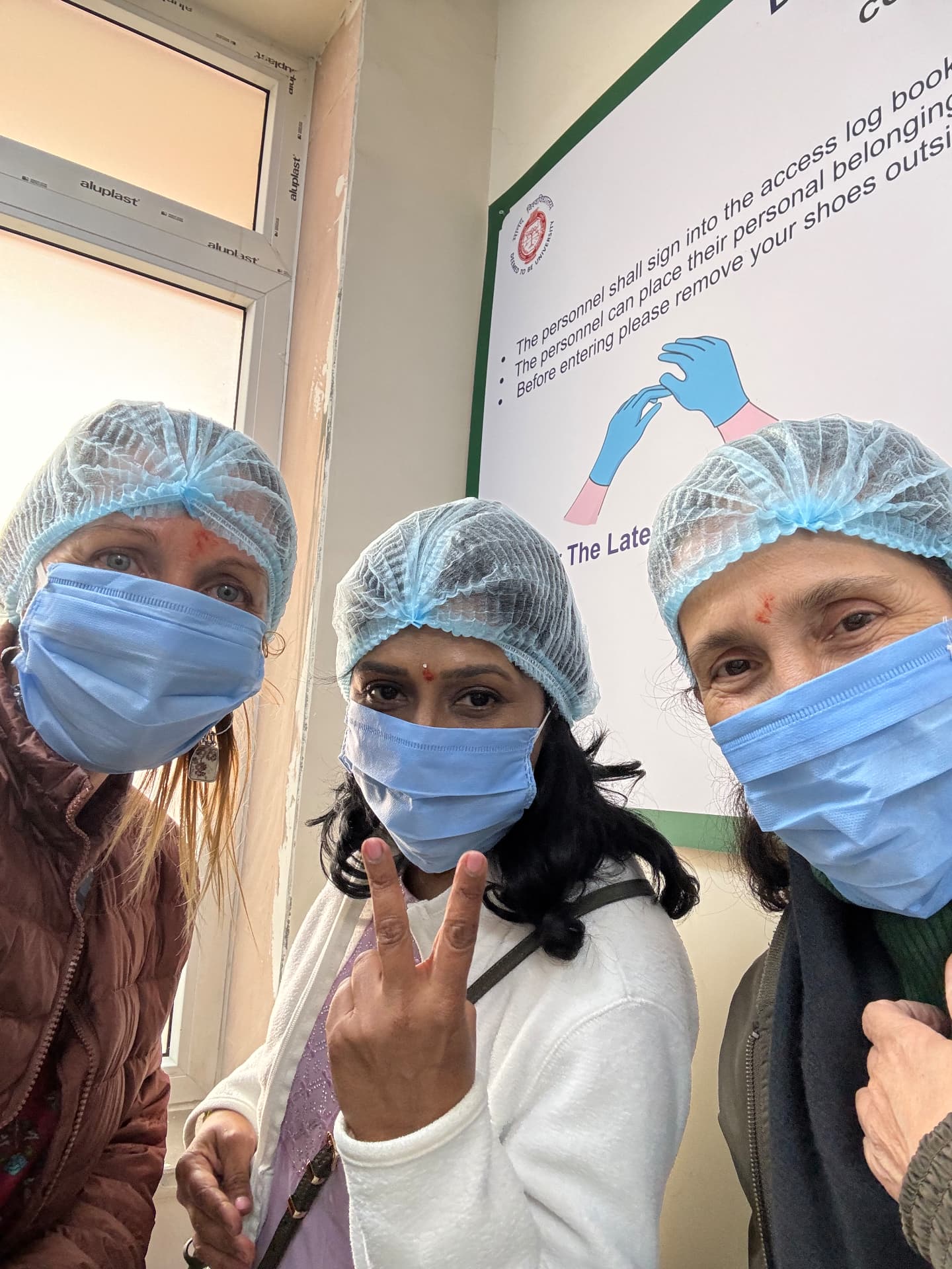 Students in scrubs before entering the hospital treatment unit