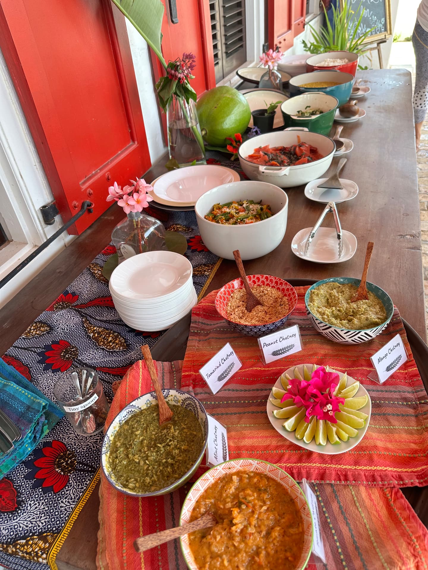 Ayurvedic cooking laid out for a shared student meal