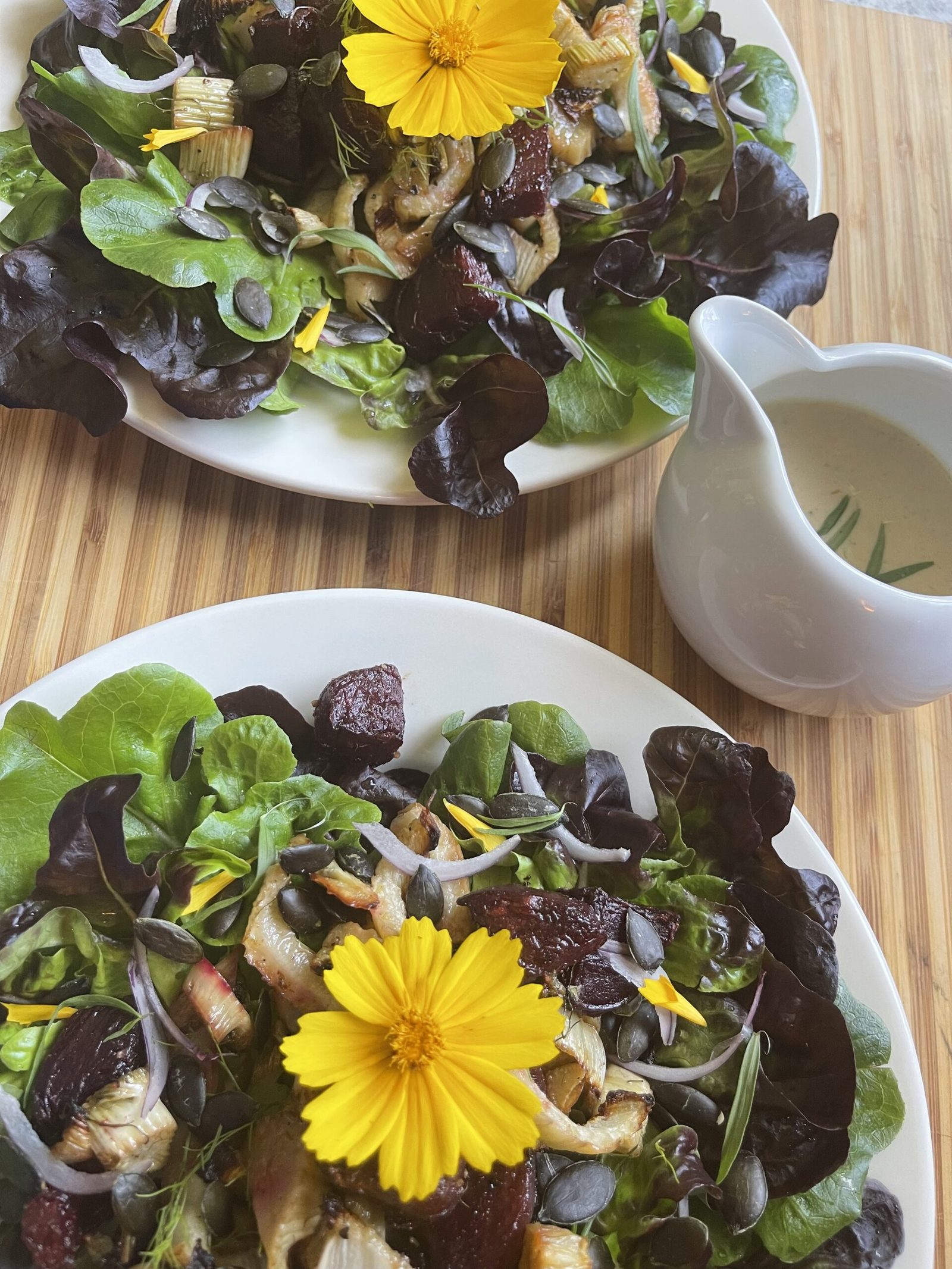 Roasted Fennel & Beet Salad with Orange Tahini Dressing